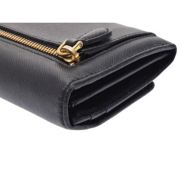 Prada zipper long wallet ribbon motif Saffiano black pass case - Picture 4 of 12